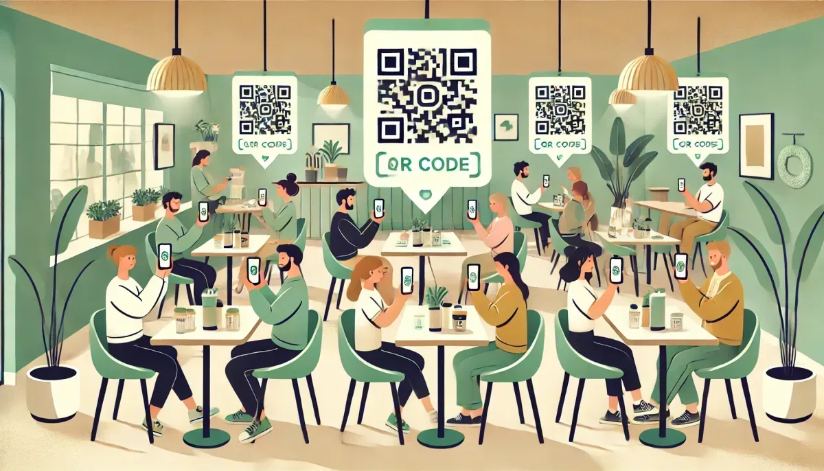 Customers scanning QR codes